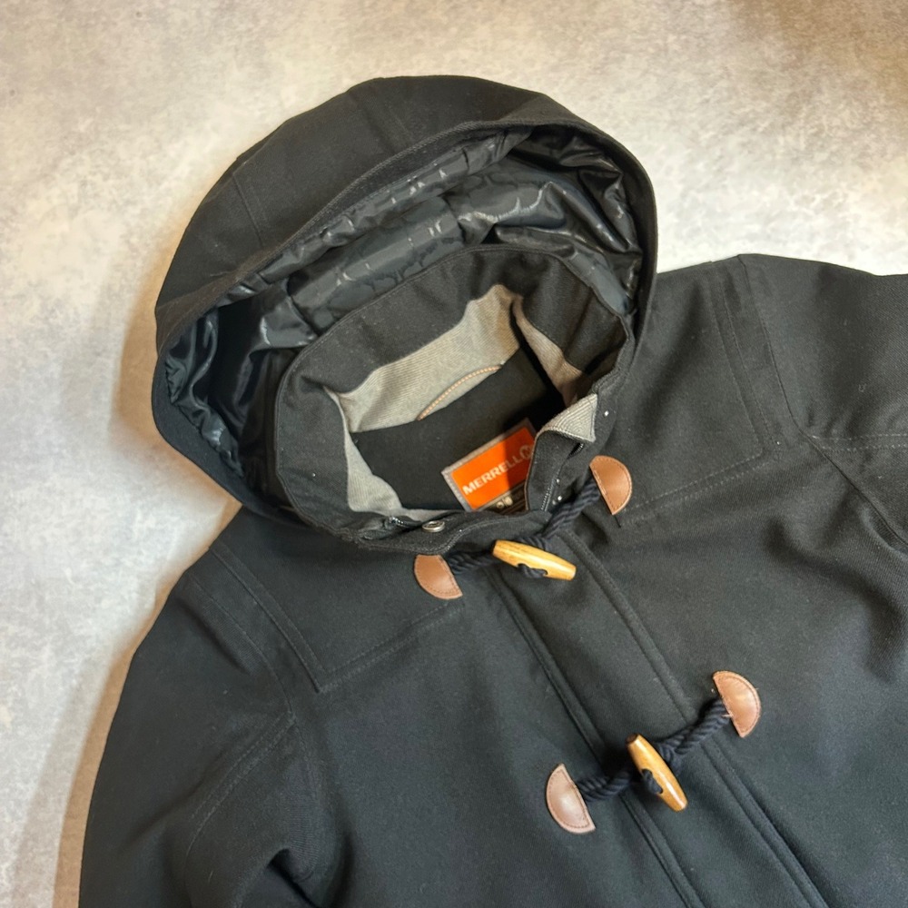 Merrell Opti-Shell Hooded Duffle Coat Black Toggle Parka Jacket Women's XS READ - Picture 4 of 14